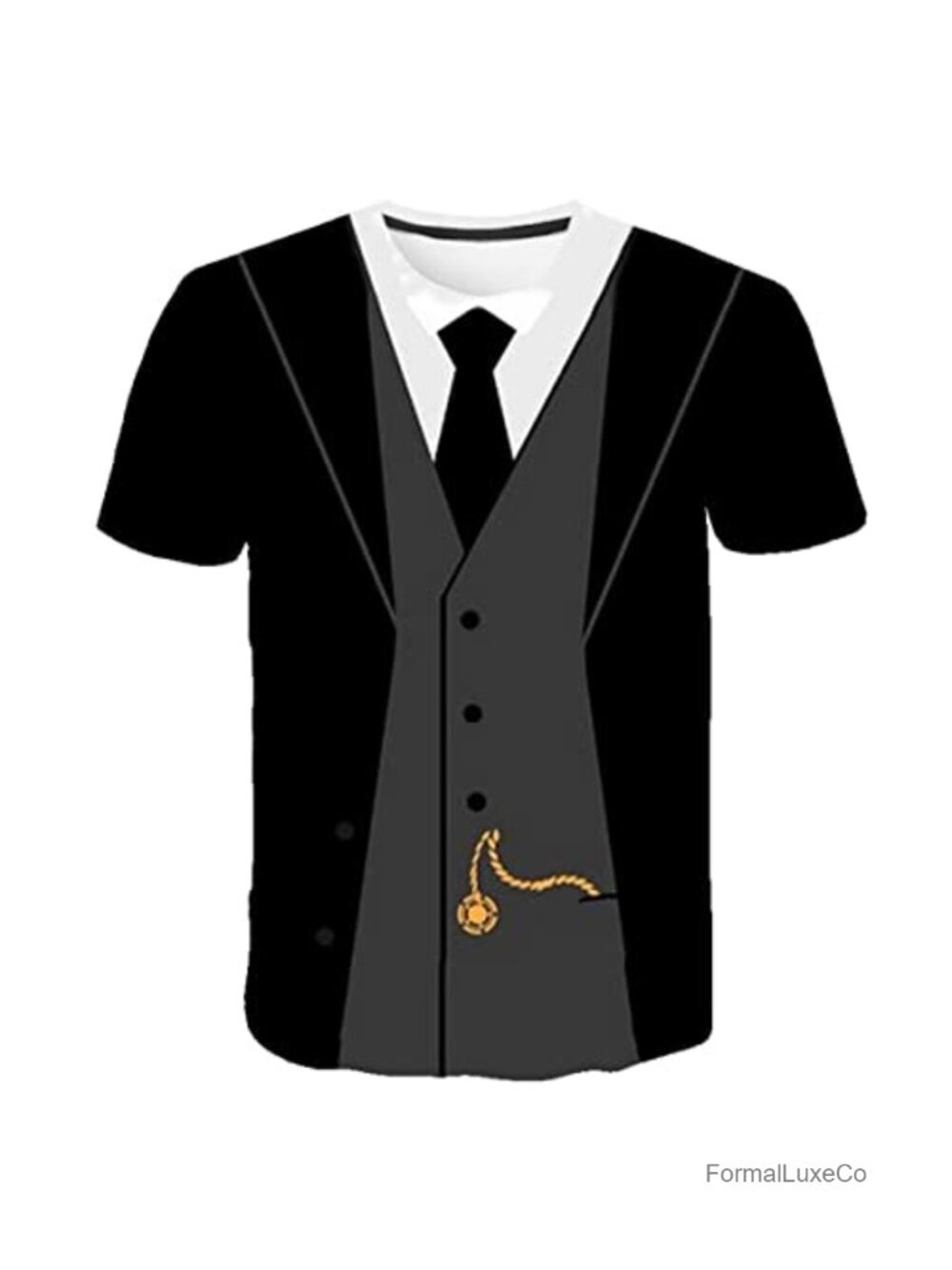 Tuxedo Graphic T-Shirt Suit and Tie Print Novelty Tee
